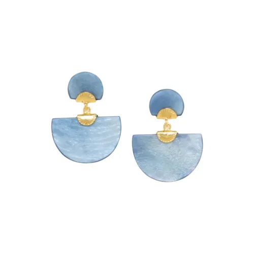 FRANCK HERVAL Gold Plated Earrings Women's Blue