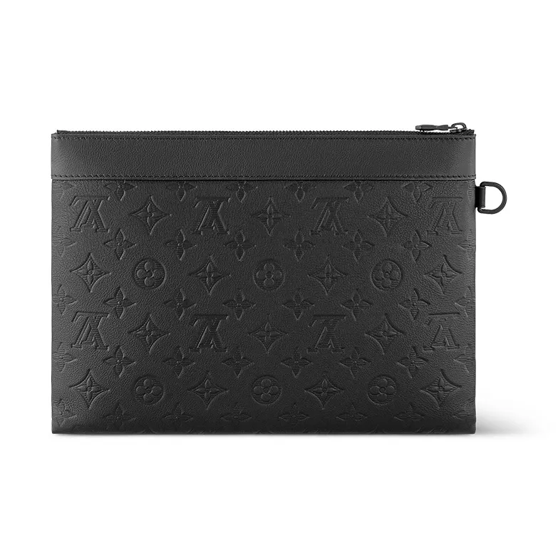 LOUIS VUITTON Leather Cow Leather Patchwork Trim Clutch Regular Men's Black-2