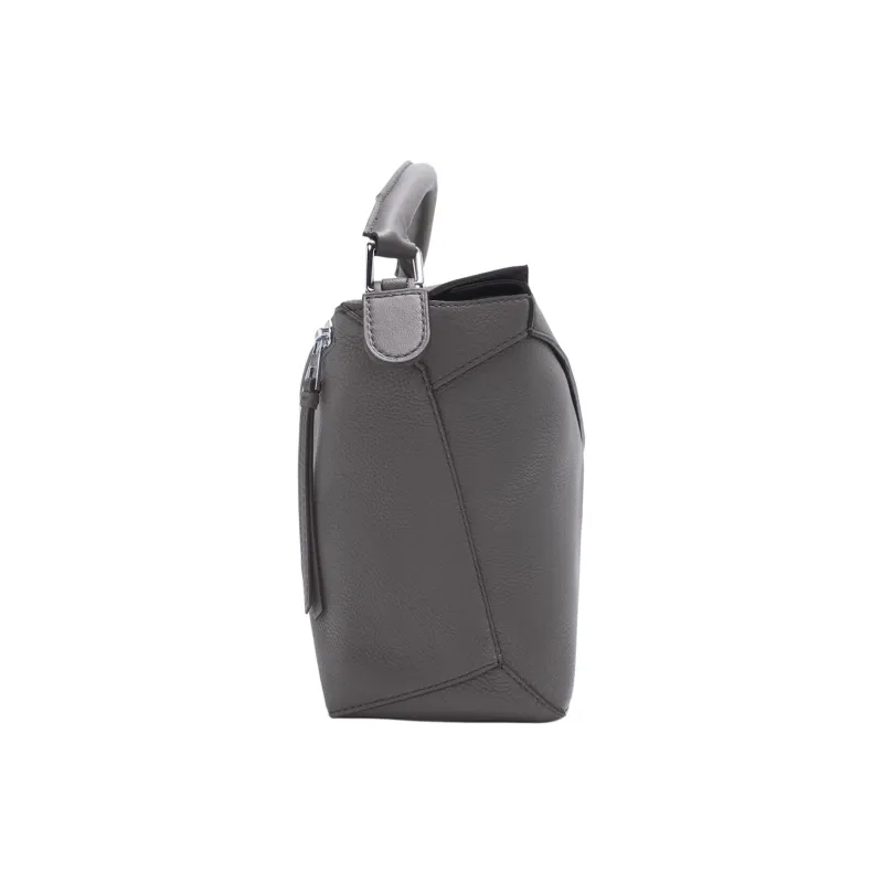 LOEWE Grained Calfskin Large Puzzle Bag Men Anthracite-3