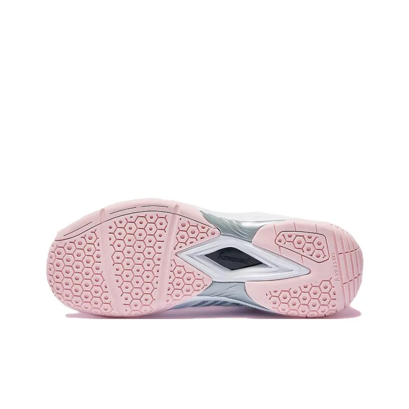 Kawasaki Wind chasing Series Cushioned Wear Resistant Breathable Coverage Low Top Badminton Shoes Unisex Pink White-3
