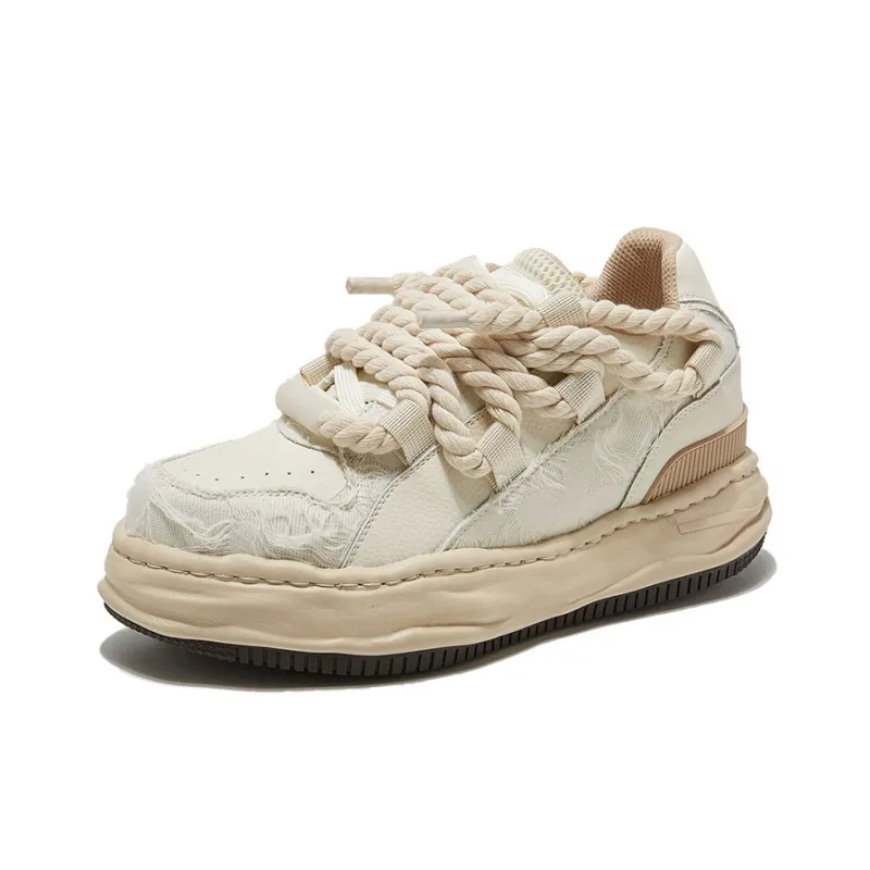 DVO Anti Slip Wear Resistant Low Top Stylish Skateboarding Shoes Unisex Beige-1