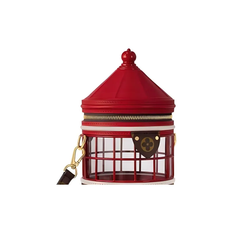 LOUIS VUITTON Phare Coated Canvas With Leather Bucket Bag, Shoulder Bag, Crossbody Bag Women's Red & Brown-1