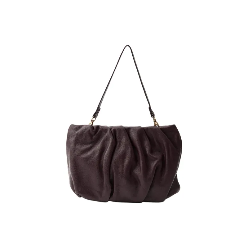 ZARA Sheepskin Handbag Shoulder Bag Mini Women's Eggplant Purple-0