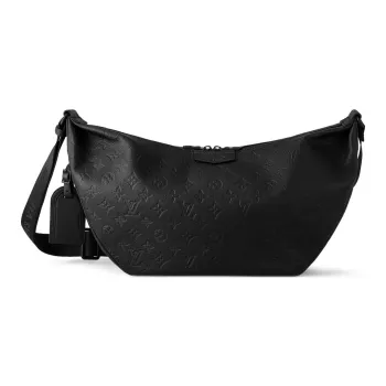 LOUIS VUITTON Cow Leather Hobo Bag Shoulder Bag Crossbody Bag Unisex Black