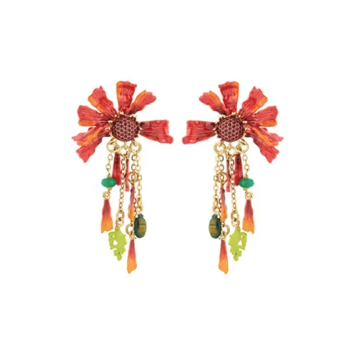 LES NEREIDES Gold Plated Earrings Women's Red
