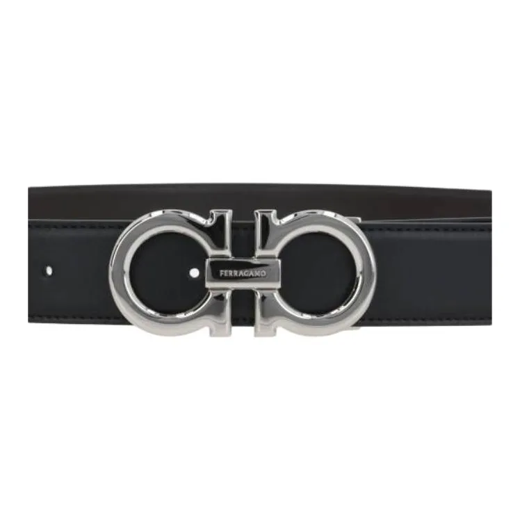 FERRAGAMO Calfskin Leather Belts Men's Black -1