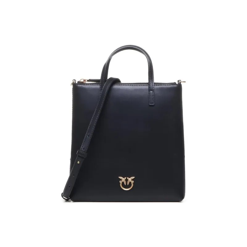 PINKO Calfskin Tote Bag, Shopping Bag, Shoulder Bag, Crossbody Bag, Handbag Trumpets Women's Black-1