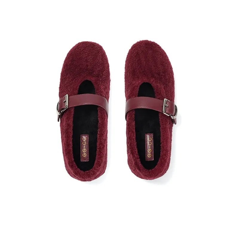 GG-CC French Fleece-Lined Socks Casual Single Shoes 1.5cm Women's-12