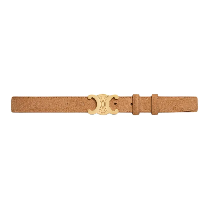 CELINE Medium Triomphe Belt In Suede Calfskin-1