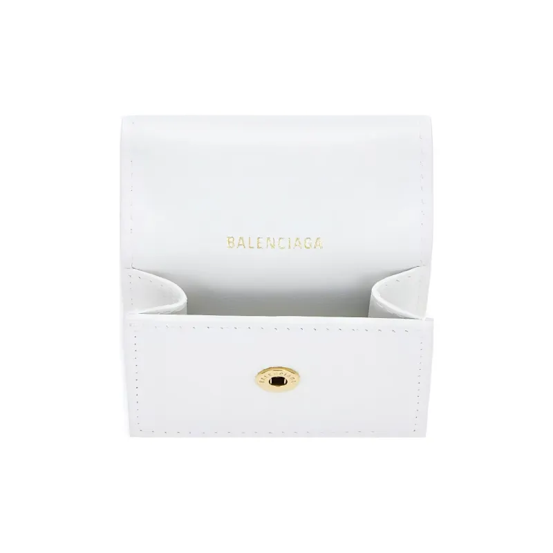 Balenciaga Hourglass Soft Textured Cow Leather Earphone Case Women's White-3
