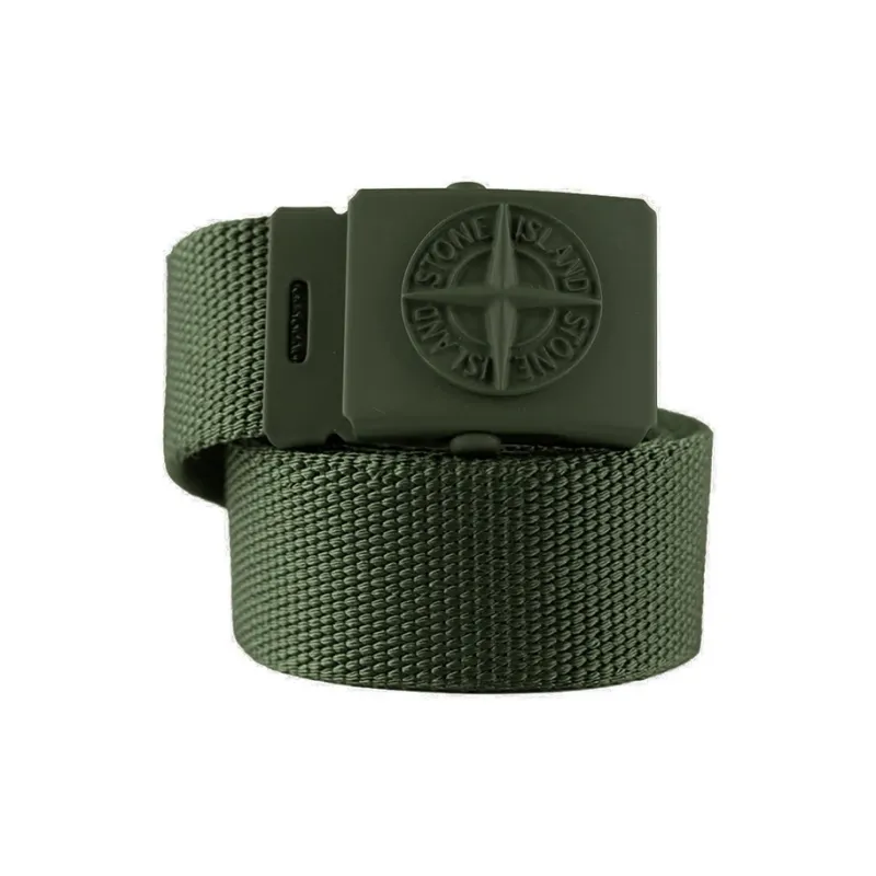 STONE ISLAND Logo Plaque Interwoven Buckle Belt-2