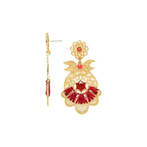FRANCK HERVAL Copper Alloy Earrings Women's Gold