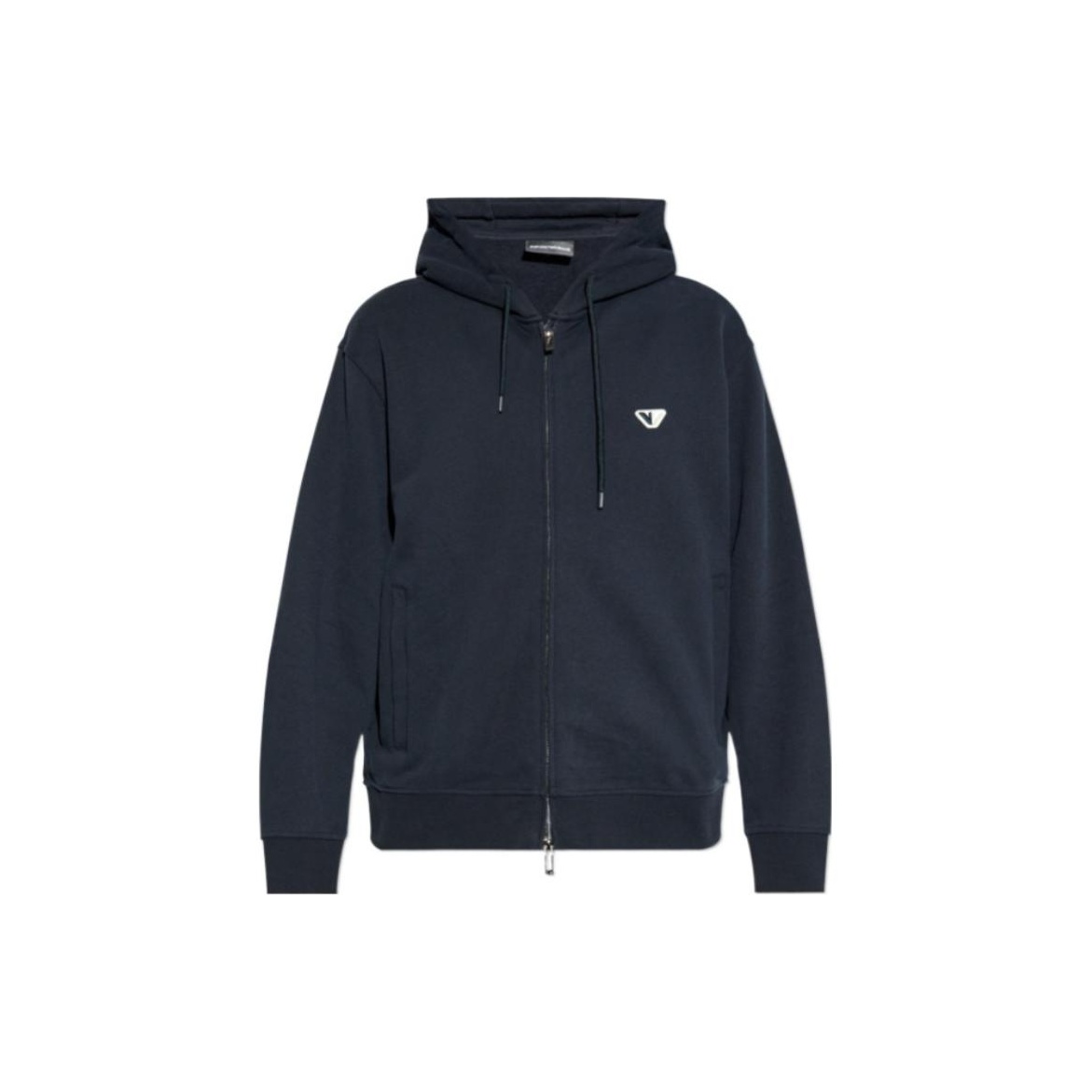 EMPORIO ARMANI Logo Embroidered Zipped Drawstring Hoodie