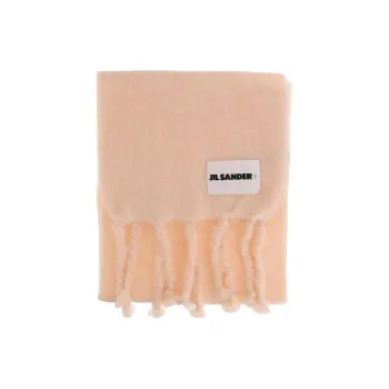 JIL SANDER + Logo Patch Fringed Scarf