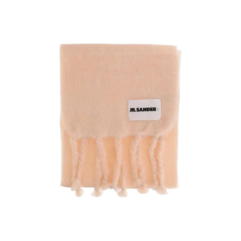 JIL SANDER + Logo Patch Fringed Scarf-0