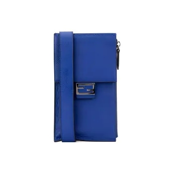FENDI Baguette Leather Shoulder Bag Crossbody Bag Cell Phone Pouch Regular Men's Blue