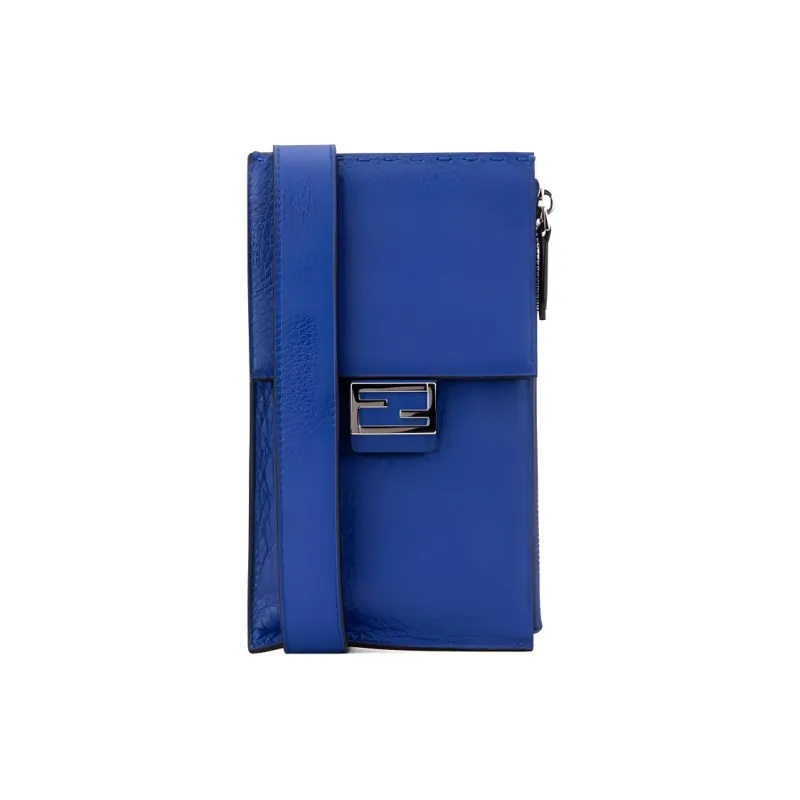 FENDI Baguette Leather Shoulder Bag Crossbody Bag Cell Phone Pouch Regular Men's Blue-0