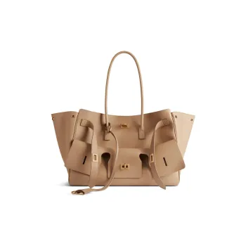 Balenciaga Smooth Cow Leather Tote Bag, Shopping Bag, Shoulder Bag, Handbag Medium Size Women's Latte