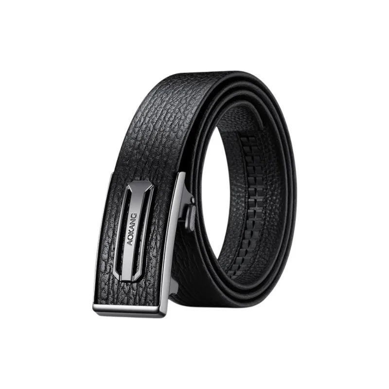 AOKANG Top Grain Cow Leather Belts Men's Black Width 3.5cm-0
