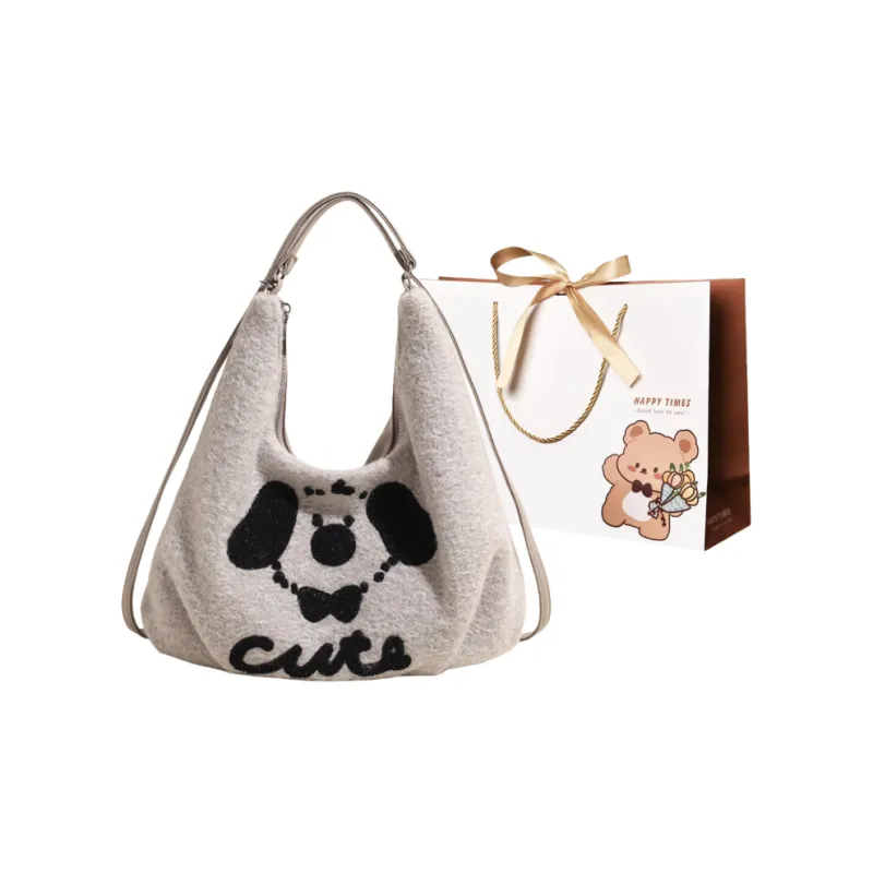 ERANGBEAR PU With Woolen Backpack Shoulder Bag Regular Women's Dark Gray/Khaki/Light Gray/Coffee-8
