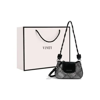 VINEY Cow Leather Crossbody Bag Shoulder Bag Crescent Bag Small Size Women's Black