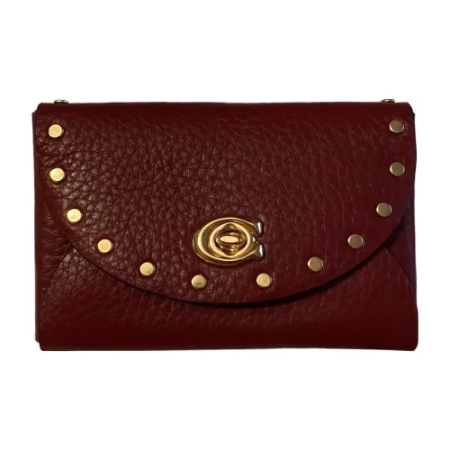 COACH Leather Card Holder Women's Red