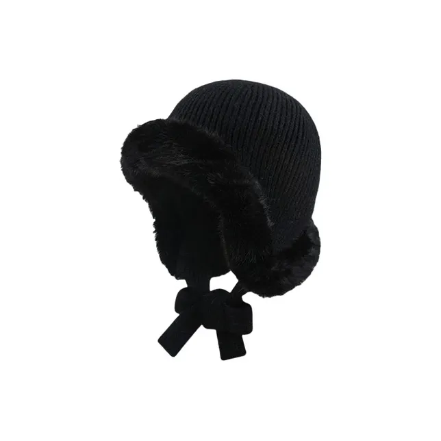 MUSTKOO Rabbit Fur Knitted Fabric Beanies Women's-3