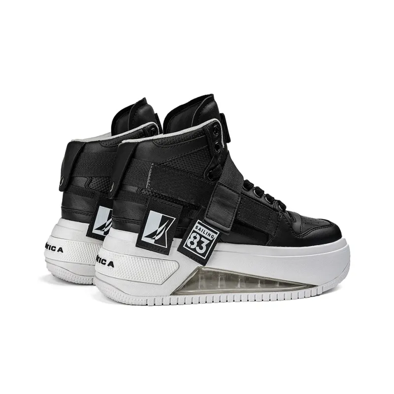 NAUTICA Anti Slip And Wear Resistant Height Increasing High Top Skateboard Shoes Women's Black-3