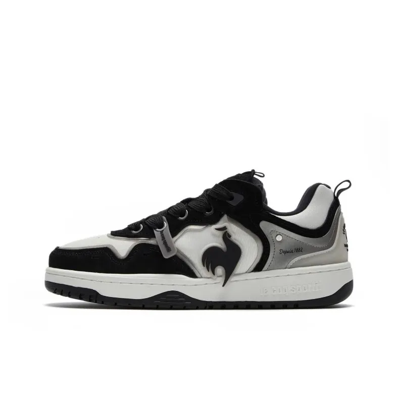 Le Coq Sportif Anti Slip Wear Resistant Low Top Casual Shoes Unisex Black White-0