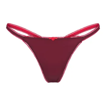 SKIMS FW24 FITS EVERYBODY PICOT TRIM STRING THONG Underpants Women's 1 Pack WINE/Grape Purple Color