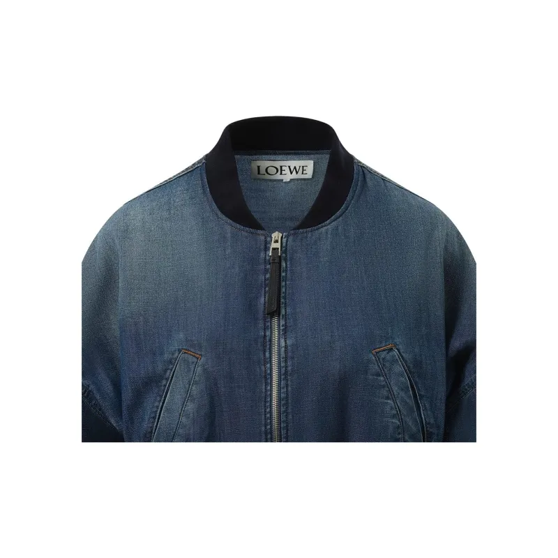 LOEWE Denim Bomber Jacket 'Washed Blue'-5