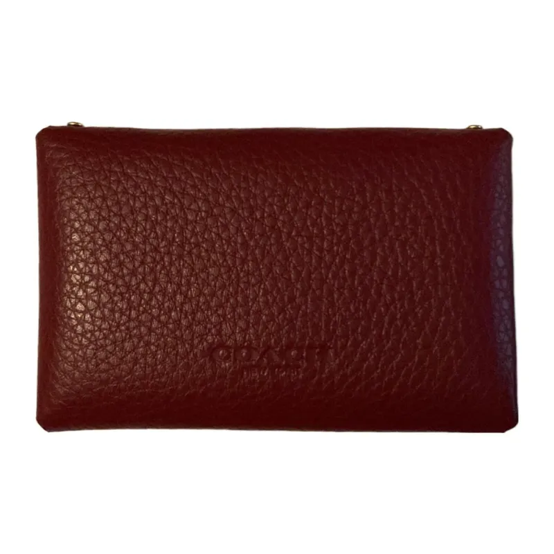 COACH Leather Card Holder Women's Red-3