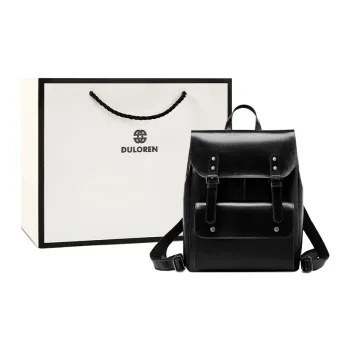 DULOREN Cow Leather Backpack Unisex Black/Brown/Coffee