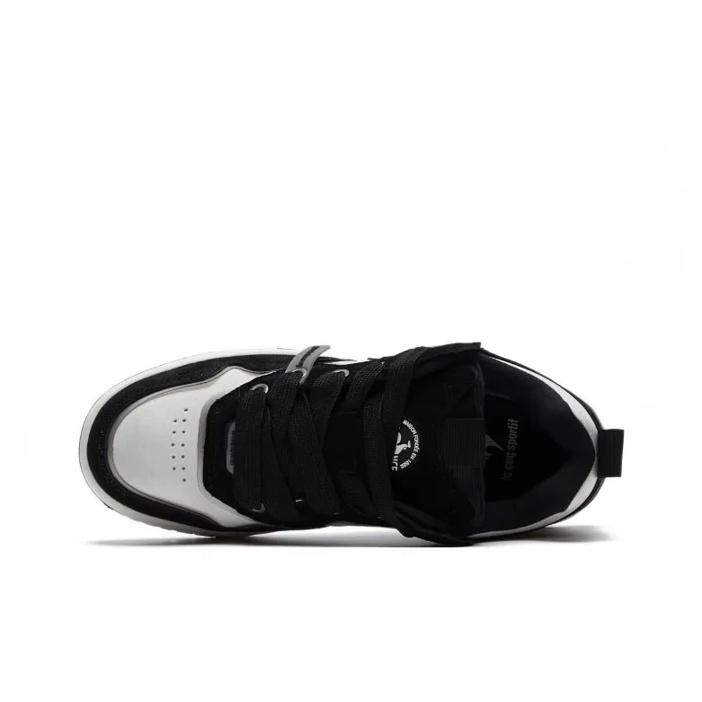 Le Coq Sportif Anti Slip Wear Resistant Low Top Casual Shoes Unisex Black White-2
