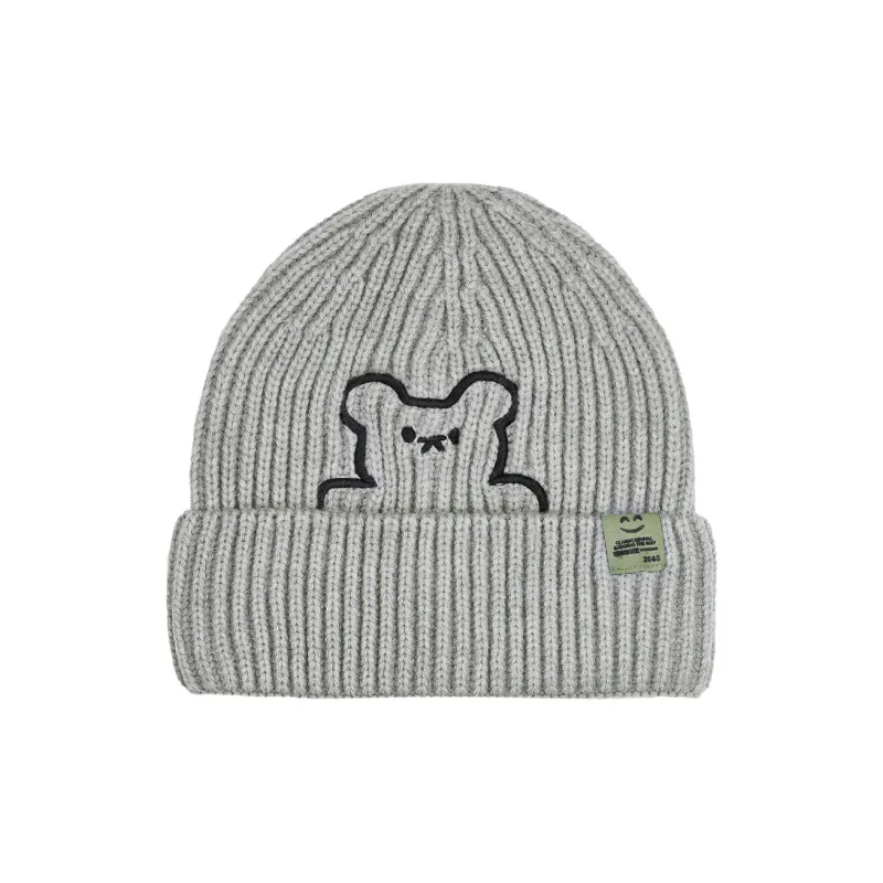 CHRONIC Acrylic Large Head Circumference Small Face Bear Beanie Unisex-2