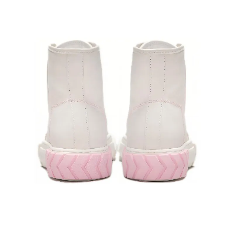 Both Anti Slip Wear Resistant High Top Canvas Shoes Women's Pink White-2