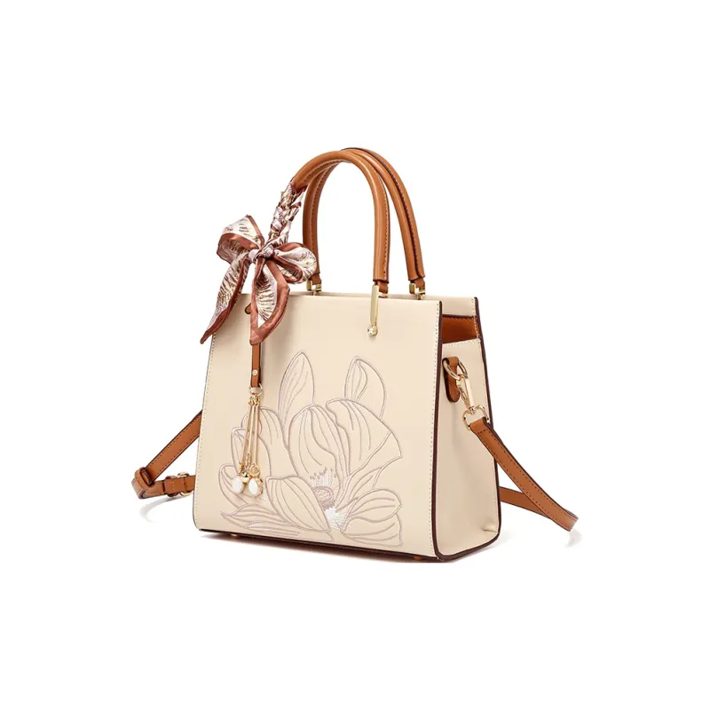 PAYOT Microfiber Synthetic Leather Shoulder Bag Crossbody Bag Handbag Regular Women's Beige Apricot/Burgundy-2