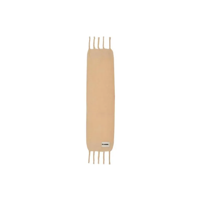 JIL SANDER + Logo Patch Fringed Scarf-2