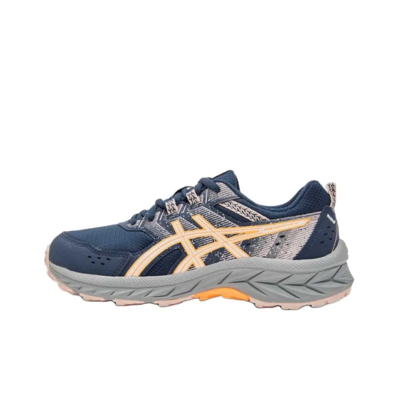 Asics PRE VENTURE 9 Anti Slip Wear Resistant Low Top Kids' Running Shoes Blue Yellow Teenagers-0