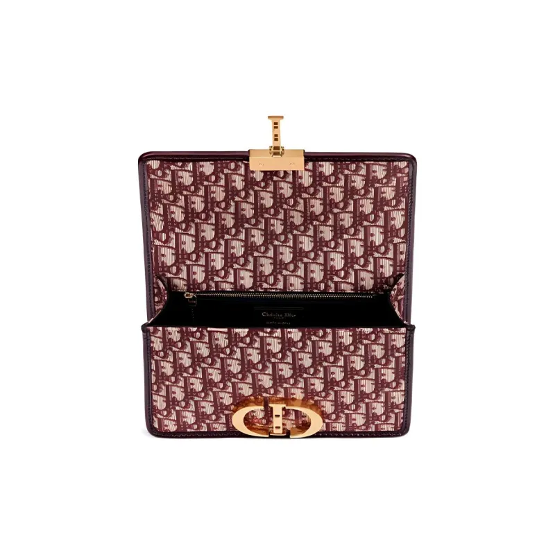 DIOR Jacquard Fabric Shoulder Bag Crossbody Bag Medium Size Women's Burgundy-2