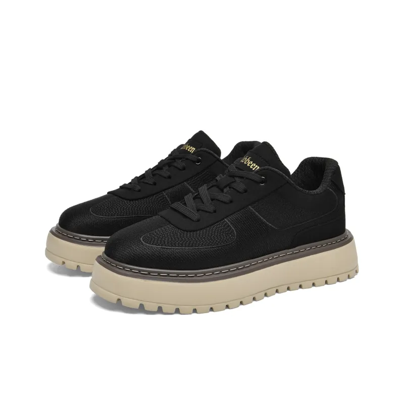 Cabbeen Casual Shoes Men Low Top Black/Sand-2