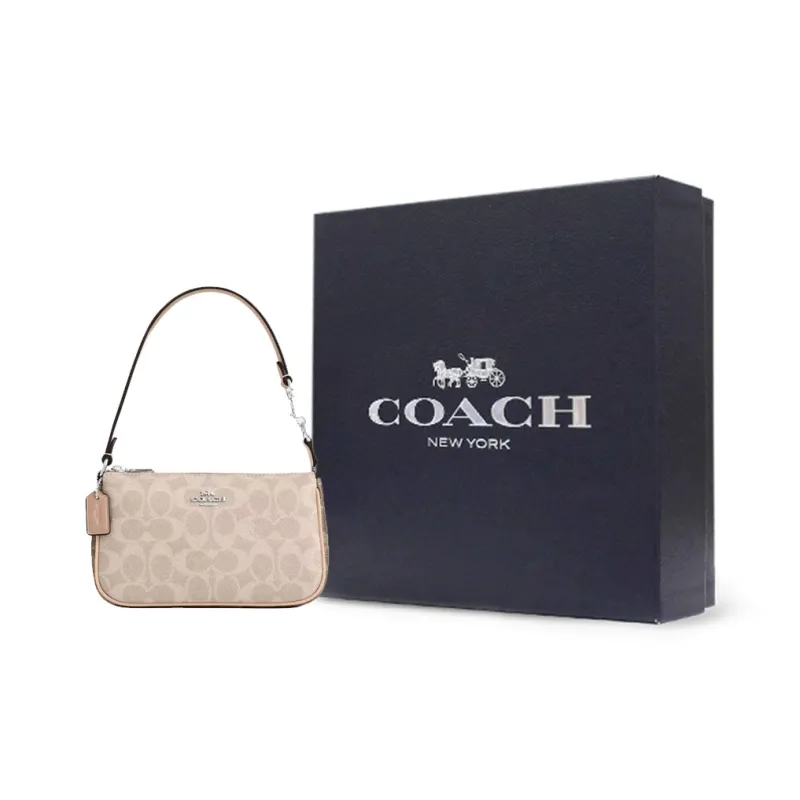 COACH Nolita Coated Canvas Portable Crossbody Bag Shoulder Bag Small Size Women's Sand & Gray Umber Multicolor-6