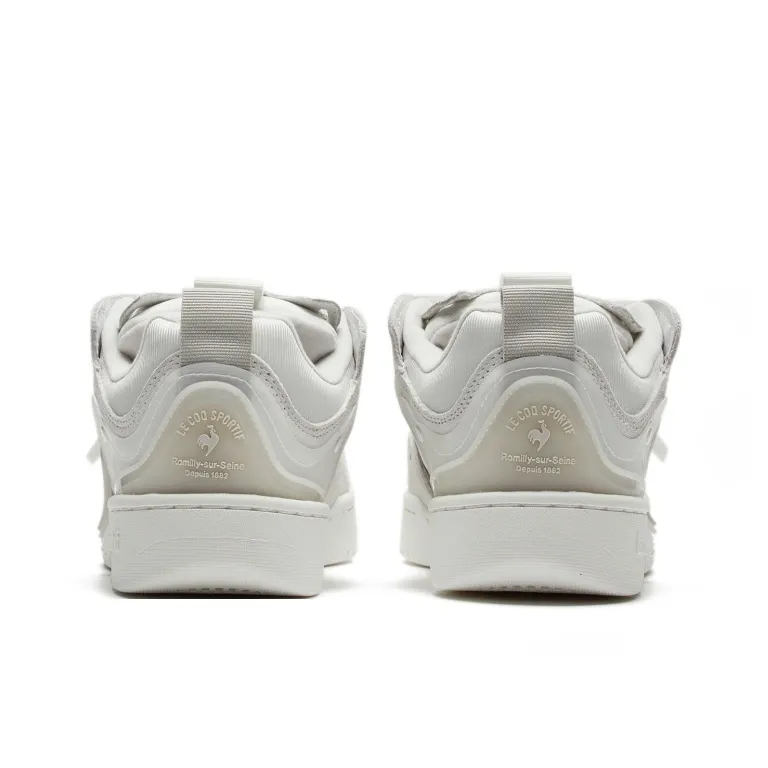Le Coq Sportif Anti Slip Wear Resistant Low Top Skateboard Shoes Women's Gray White-3