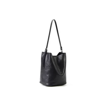 YOCAMU Vegetable Tanned Top Grain Cow Leather Bucket Bags Shoulder Bags Regular Unisex Multicolor