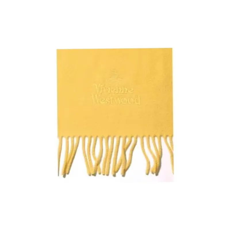 Vivienne Westwood Embroidered Knit Scarves Unisex Yellow-2