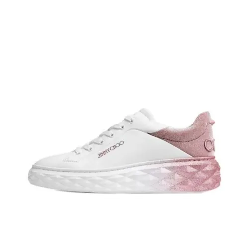 Jimmy Choo DIAMOND MAXI/M II Low Top Skateboard Shoes Women's White Pink