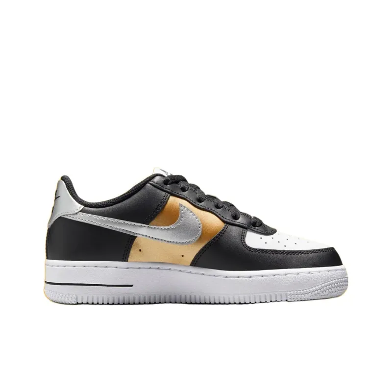 Nike Air Force 1 Abrasion Resistant Shock Absorbers Low Top Kids' Skateboarding Shoes Black White Unisex-1