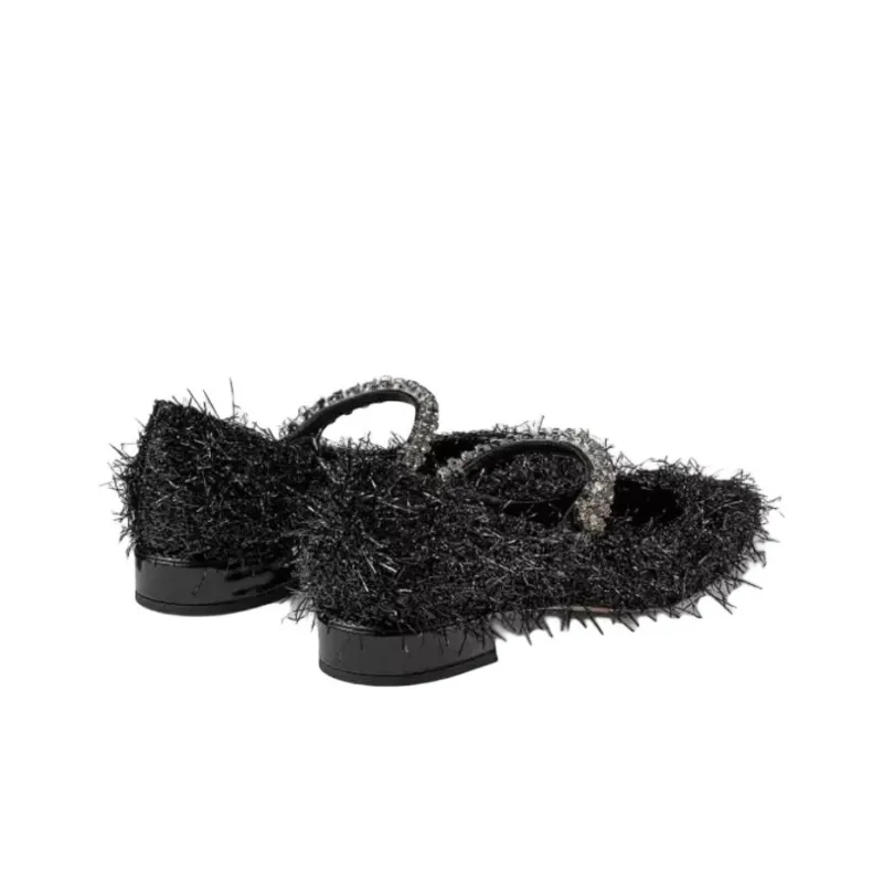 Jimmy Choo Bing Flat Casual Single Shoes Women's Black-3