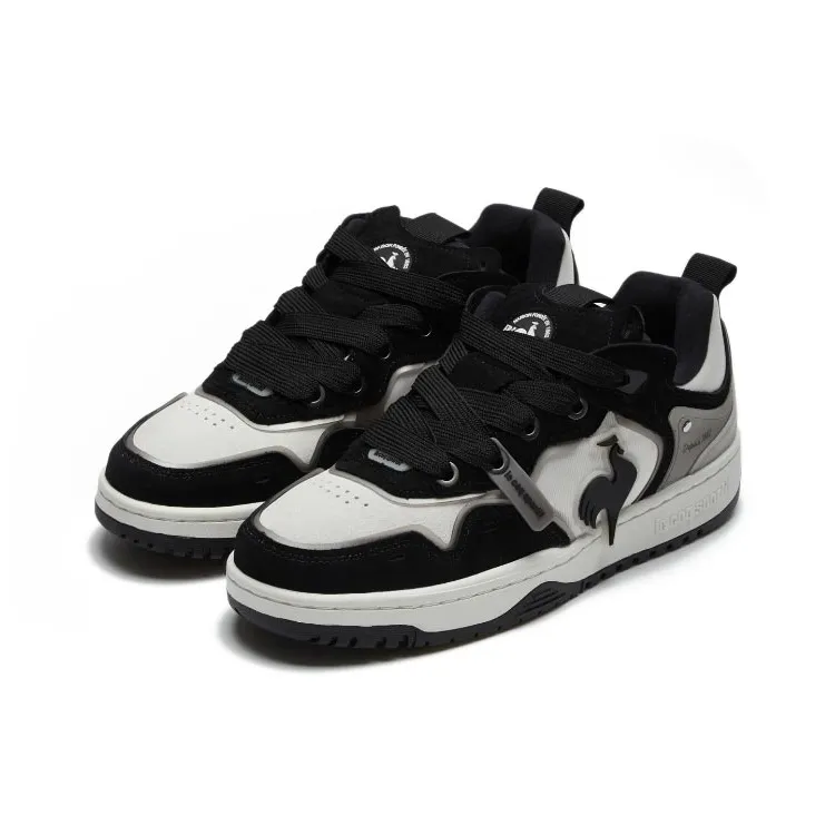 Le Coq Sportif Anti Slip Wear Resistant Low Top Casual Shoes Unisex Black White-1