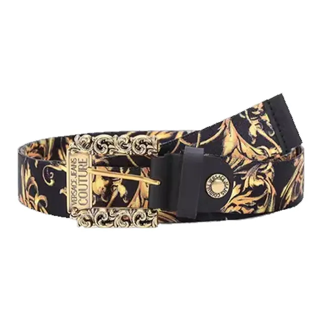 VERSACE JEANS COUTURE Canvas Leather Belts Unisex Multicolor Width 3.5cm-3